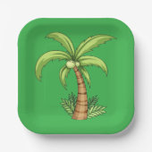 Tropische Palm Tree Beach en Island Vibes Papieren Bordje (Voorkant)