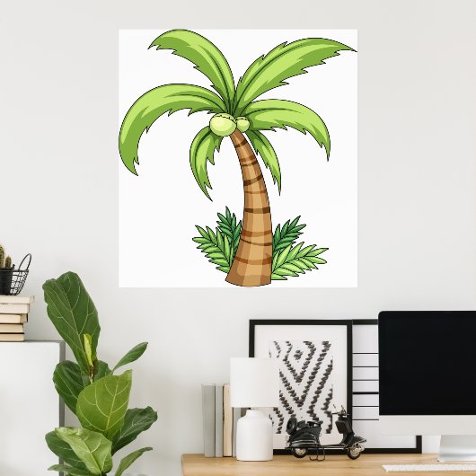 Tropische Palm Tree Beach en Island Vibes Poster (Thuiskantoor)