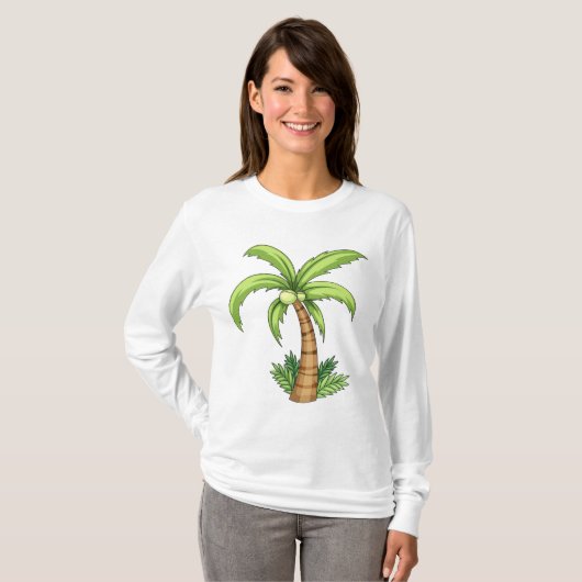Tropische Palm Tree Beach en Island Vibes T-shirt (Voorkant volledig)