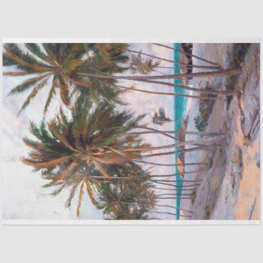 Tropische Palm Tree Beach Scene Decoupage Tissuepapier (Voorkant)