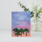 Tropische Palm Tree Beach Sunset Save the Dates Aankondigingskaart (Staand voorkant)