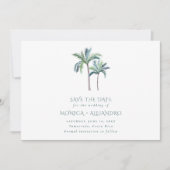Tropische Palm Tree Beach Trouwfoto Save The Date (Voorkant)