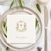 Tropische Palm Tree Crest Monogram Zomer Huwelijk Servet