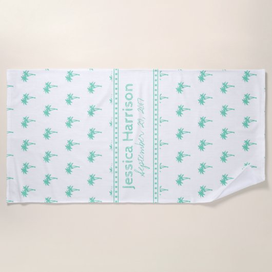Tropische Palm Tree Custom Beach Handdoek (Voorkant)