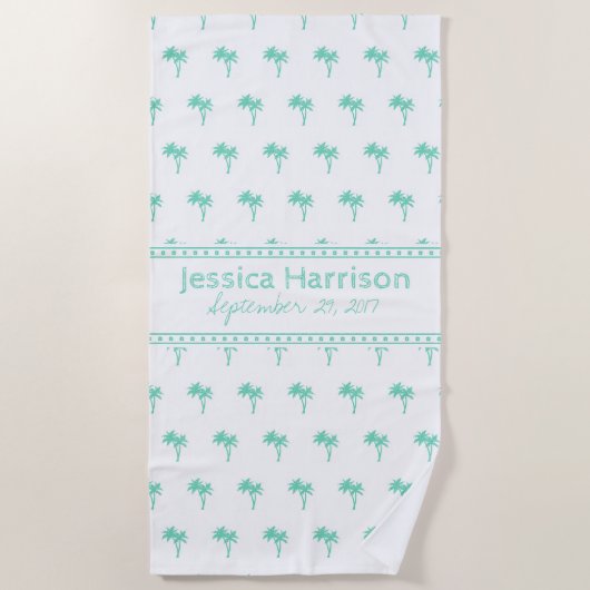 Tropische Palm Tree Custom Beach Handdoek (Voorkant)