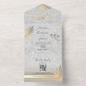 Tropische Palm Tree Gold Beach bruiloft All In One Uitnodiging (Binnen)