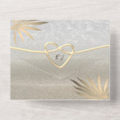 Tropische Palm Tree Gold Beach bruiloft All In One Uitnodiging (Achterkant)