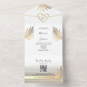 Tropische Palm Tree Gold Beach bruiloft All In One Uitnodiging (Binnen)