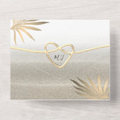 Tropische Palm Tree Gold Beach bruiloft All In One Uitnodiging (Achterkant)