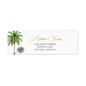 Tropische Palm Tree Goud Elegante Familie Etiket (Voorkant)