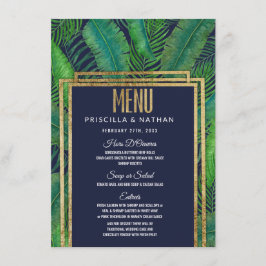 Tropische Palm Tree Greenery Goud Marine Blauw Huw Menu