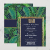 Tropische Palm Tree Greenery Goud Marine Blauw Huw Menu (Voorkant / Achterkant)