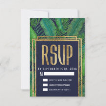 Tropische Palm Tree Greenery Goud Marine Blauw RSV