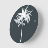 Tropische Palm Tree Grijs Elegant Modern Ronde Klok (Hoek)