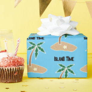 Tropische Palm Tree Island Getaway Cartoon ontwerp Cadeaupapier