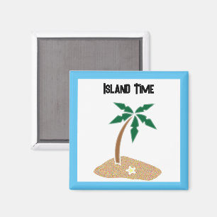 Tropische Palm Tree Island Getaway Cartoon ontwerp Magneet