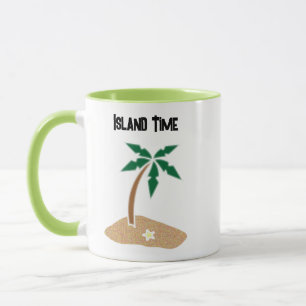 Tropische Palm Tree Island Getaway Cartoon ontwerp Mok