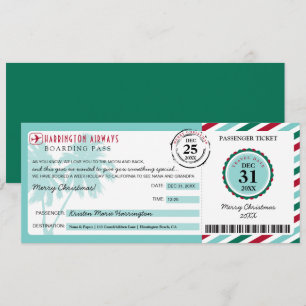 Tropische Palm Tree Kerstcadeau Boarding Pass Kaart