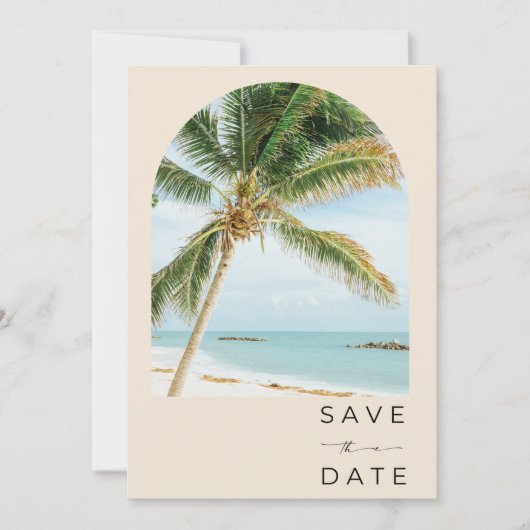 Tropische Palm Tree Key West Beach Bruiloft Save The Date (Voorkant)