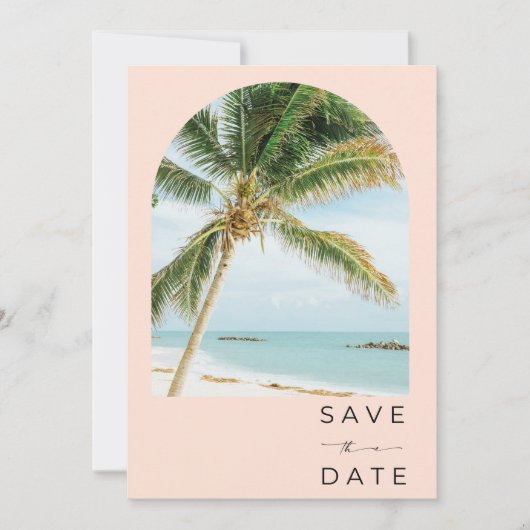Tropische Palm Tree Key West Beach Bruiloft Save The Date (Voorkant)