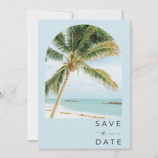 Tropische Palm Tree Key West Beach Bruiloft Save The Date (Voorkant)