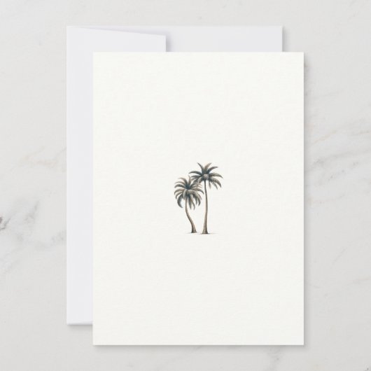 Tropische Palm Tree Kustbruiloft Save the Date Kaart (Achterkant)