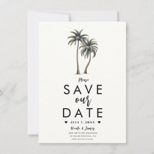 Tropische Palm Tree Kustbruiloft Save the Date Kaart