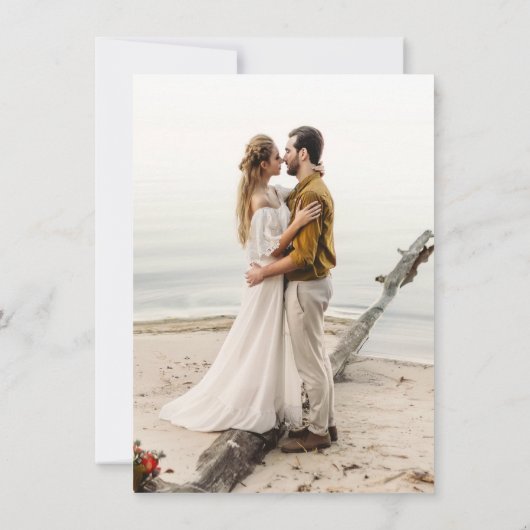 Tropische Palm Tree Kustbruiloft Save the Date Kaart (Achterkant)