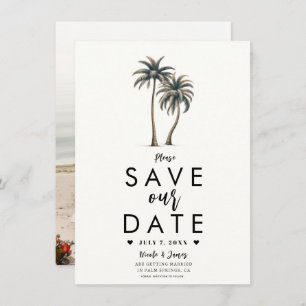 Tropische Palm Tree Kustbruiloft Save the Date Kaart