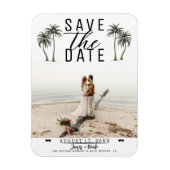 Tropische Palm Tree Kustbruiloft Save the Date Magneet (Verticaal)