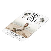 Tropische Palm Tree Kustbruiloft Save the Date Magneet (Linkerzijde)