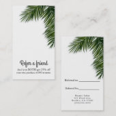 Tropische Palm Tree Leaf Elegant Verwijs een vrien Aanbevelingskaartje (Voorkant / Achterkant)