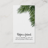 Tropische Palm Tree Leaf Elegant Verwijs een vrien Aanbevelingskaartje (Voorkant)