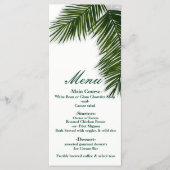 Tropische Palm Tree Leaf Elegant Wedding Menu (Voorkant)