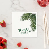 Tropische Palm Tree Leaf Elegant Zomer Huwelijk Servet (Insitu)