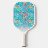 Tropische palm Tree Leaf Pattern Custom Name Phone Pickleball Paddle (Achterkant)