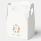 Tropische Palm Tree Monogram Crest Beach Wedding Bedankdoosjes (Geopend)