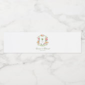 Tropische Palm Tree Monogram Crest Beach Wedding Waterfles Etiket (Enkel label)