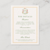 Tropische Palm Tree Monogram Details Strand Huweli Informatiekaartje (Voorkant)