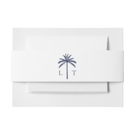 Tropische Palm Tree Monogram Strand Wedding Uitnodigingen Wikkel
