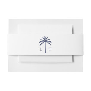 Tropische Palm Tree Monogram Strand Wedding Uitnodigingen Wikkel