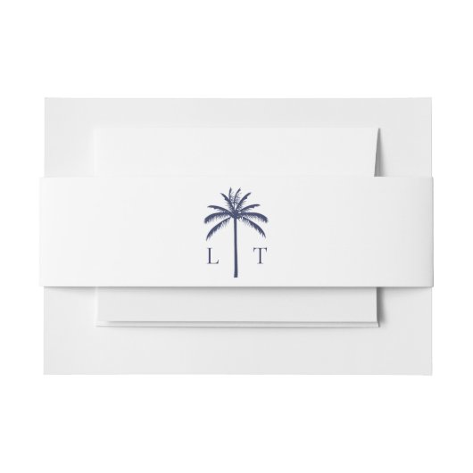 Tropische Palm Tree Monogram Strand Wedding Uitnodigingen Wikkel (Voorkant Voorbeeld)