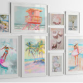 Tropische Palm Tree Pastel Kustmuur Art Poster