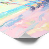 Tropische Palm Tree Pastel Kustmuur Art Poster (Hoek)