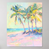 Tropische Palm Tree Pastel Kustmuur Art Poster (Voorkant)