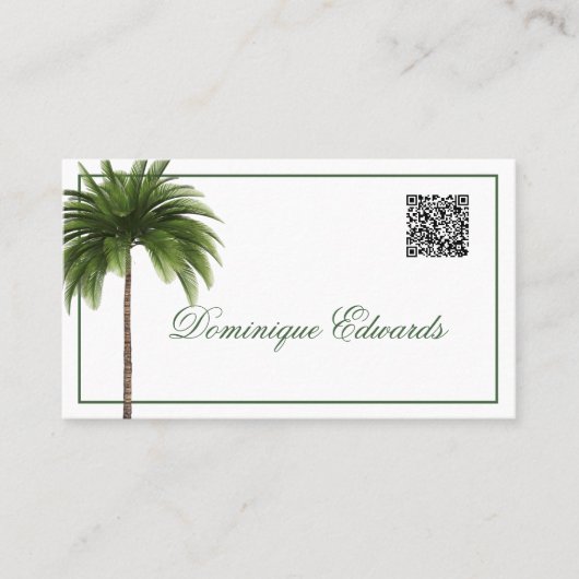 Tropische Palm Tree QR Code Stijlvol Professioneel Visitekaartje (Voorkant)