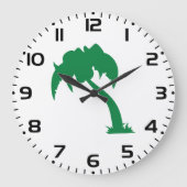 Tropische Palm Tree Silhouette Green Island Beach Grote Klok (Voorkant)