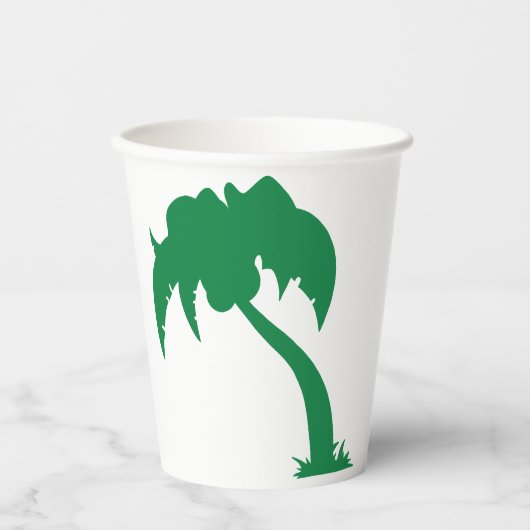 Tropische Palm Tree Silhouette Green Island Beach Papieren Bekers (Voorkant)