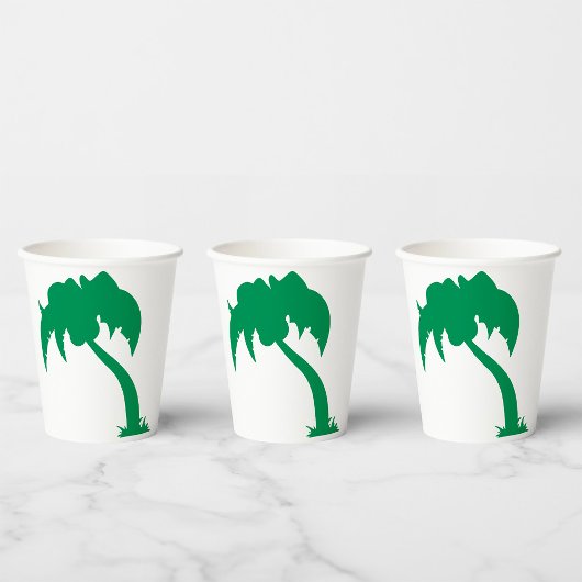 Tropische Palm Tree Silhouette Green Island Beach Papieren Bekers