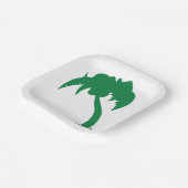 Tropische Palm Tree Silhouette Green Island Beach Papieren Bordje (Gebogen)